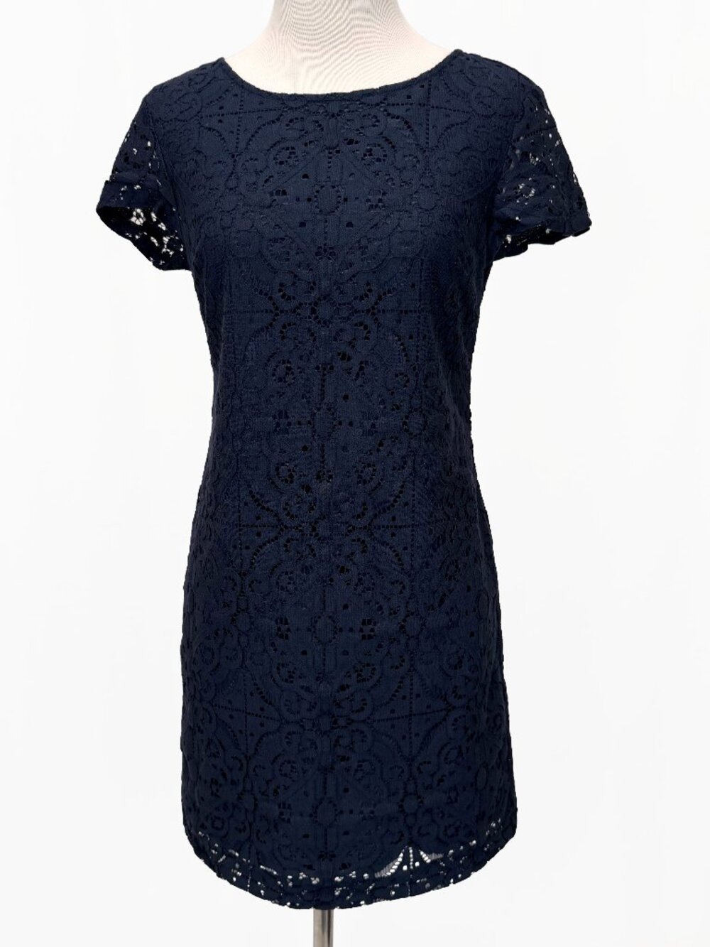 Banana Republic Navy Blue Lace Cap Sleeve Sheath Dress Size 0P
